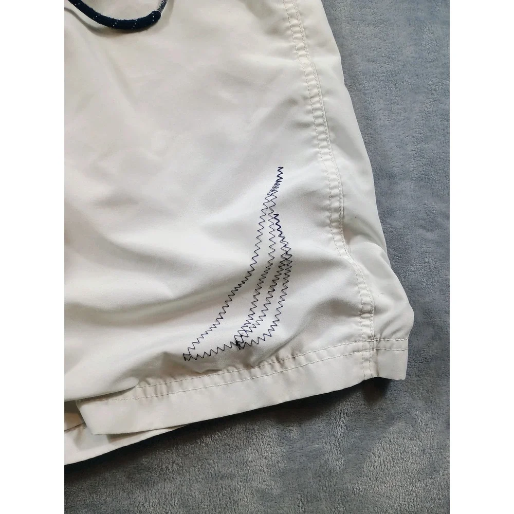 Nautica Mens Board Shorts White Navy 32W‎ Colorblock Swim Trunks